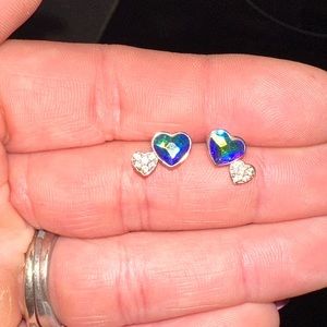 Rhinestone Heart Stud Earrings